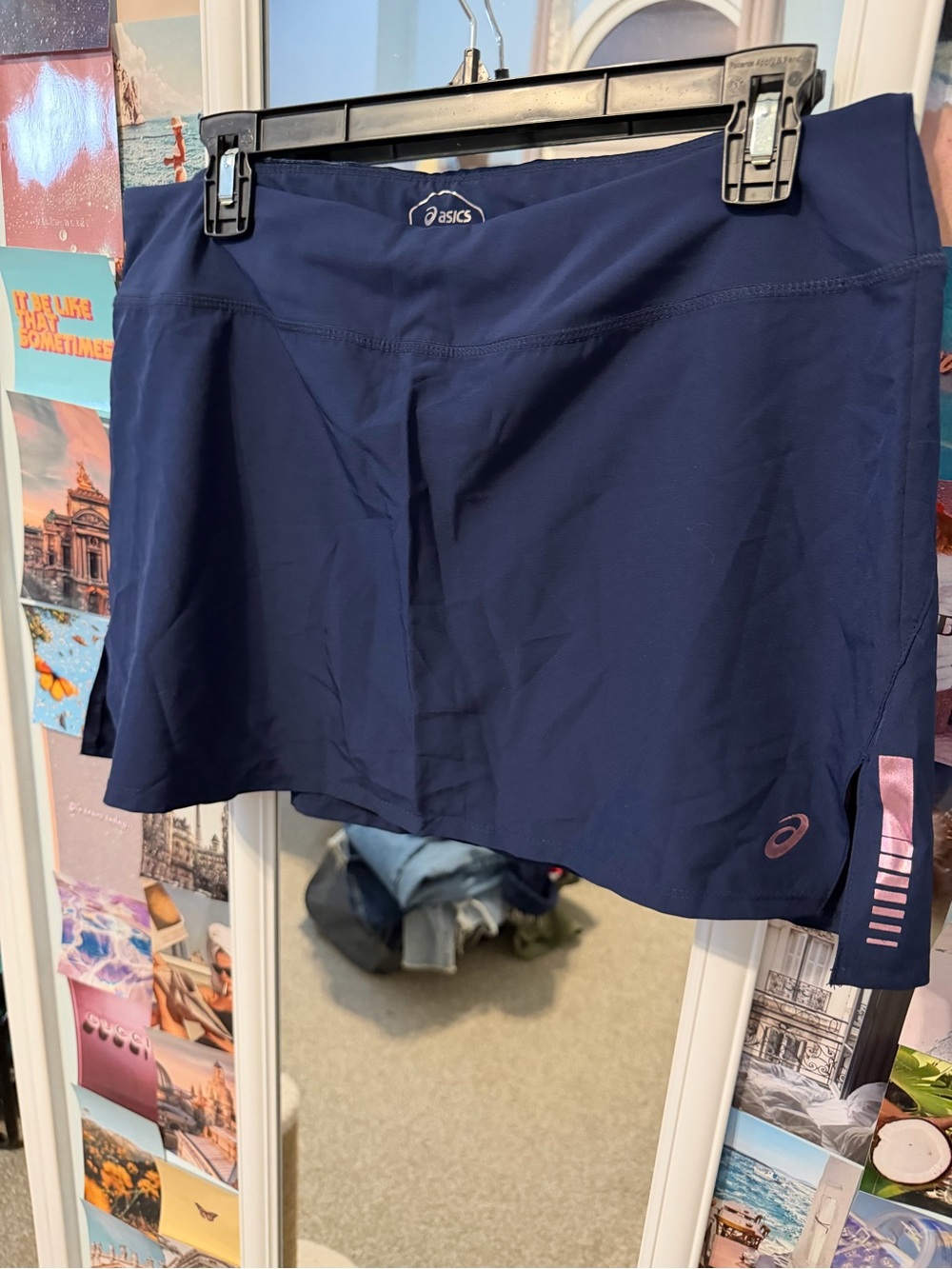 Asics Navy and Light Pink Women's Skirt